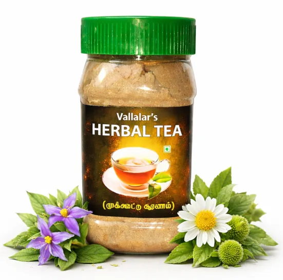 VALLALAR HERBAL TEA 100 G | White Karisalai+ Thuthuvalai + Musumuskkai | Herbal Tea Powder