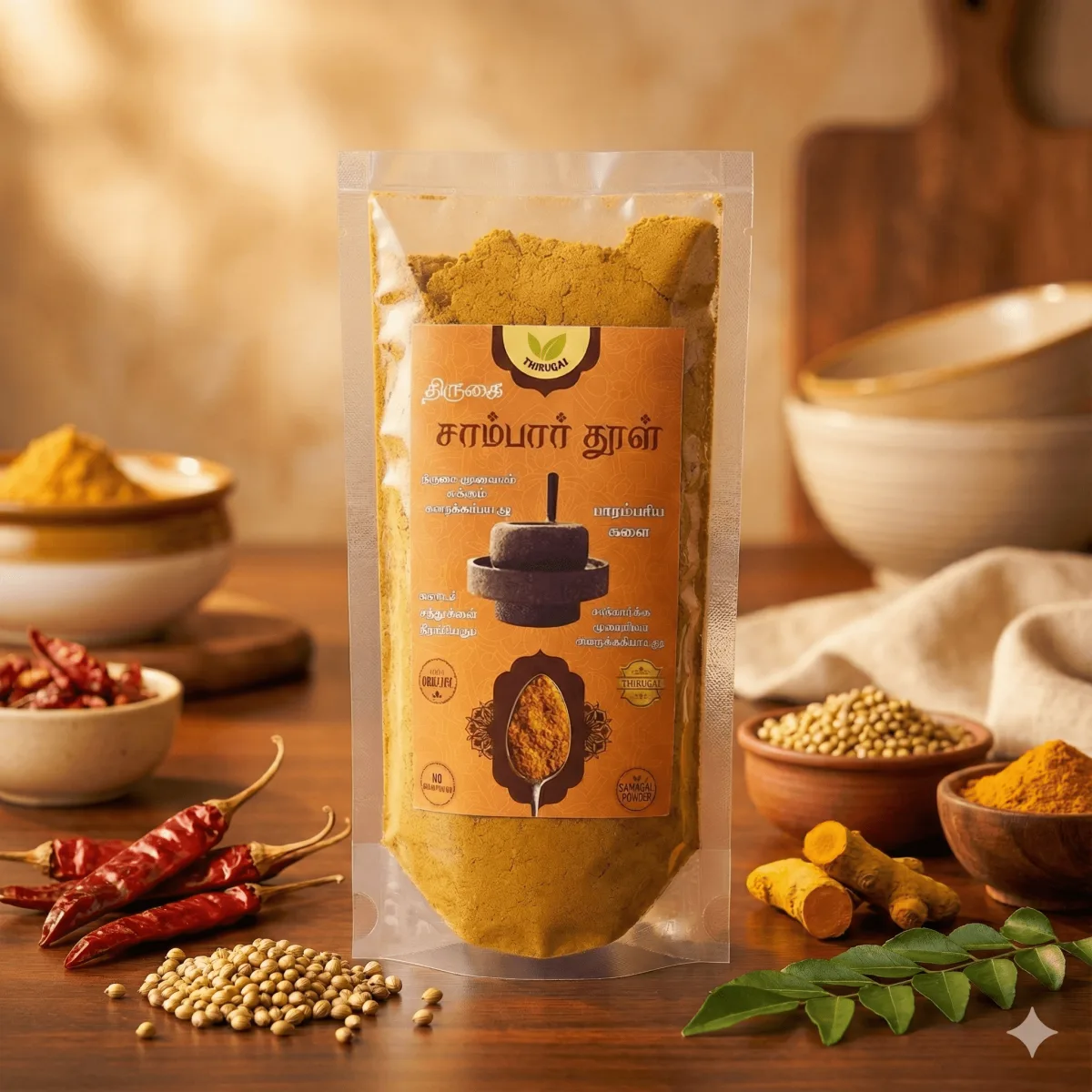 NUTRIENT RICH SAMBAR POWDER | STONE GRINDING METHOD | 100G | THIRUGAI METHOD