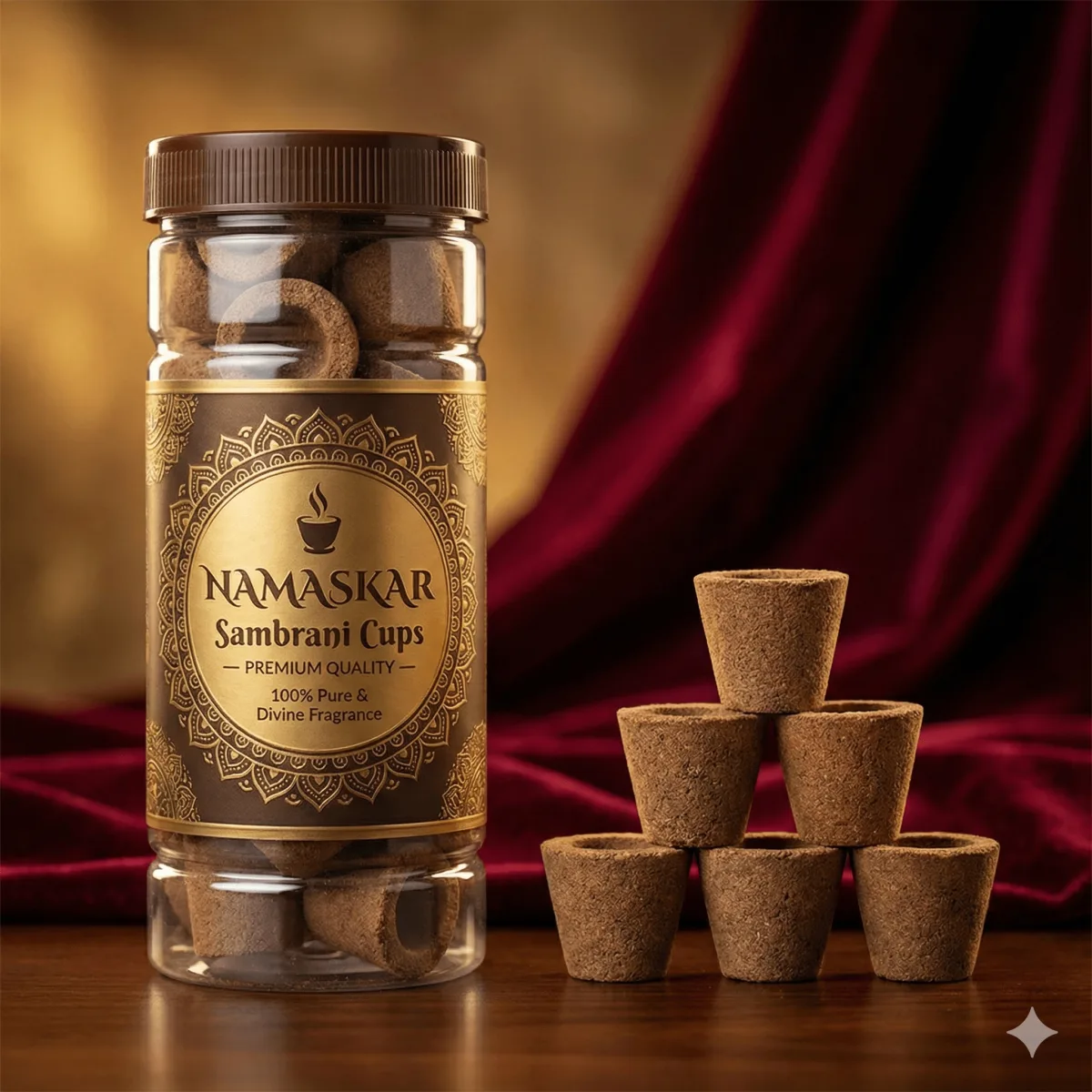 Nmaskar Sambrani cups | Wooden Cups for Pooja | DIVINE FRAGRANCE (26 pcs)