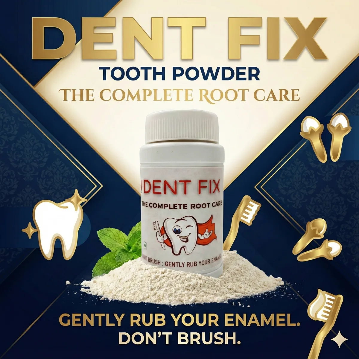 HERBAL TOOTH POWDER | DENT FIX | 23 HERBALS MAGIC | FOR ALL TOOTH PROBLEMS 100G 