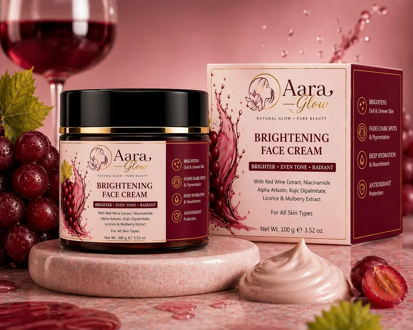 AARA GLOW | SKIN BRIGHTNING FACE CREAM | RED WHINE NIACINAMIDE WITH KOJIC ACID | 50 GRAM