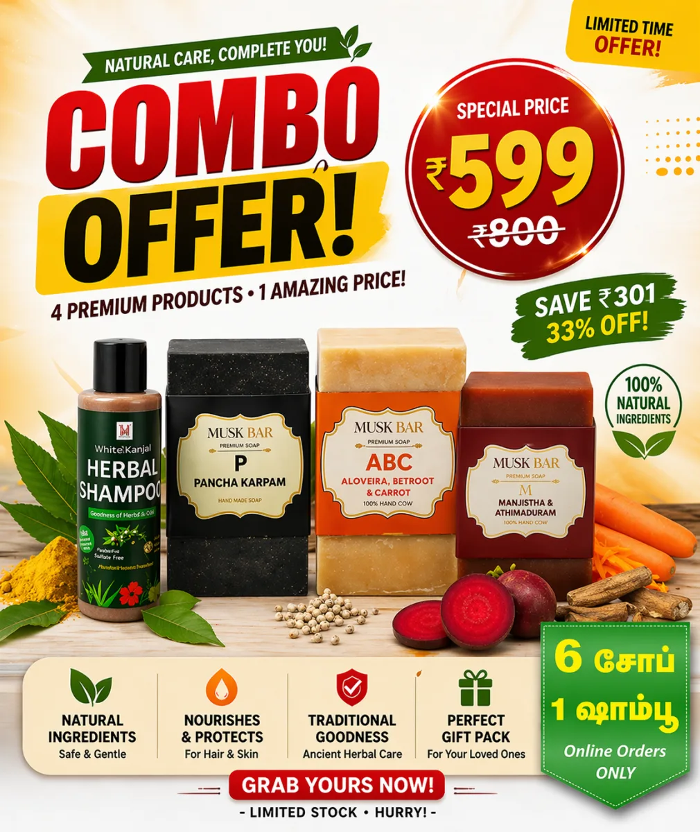 6 HERBAL SOAP + 1 KARISALAI SHAMPOO COMBO OFFER RS.599 ONLY 